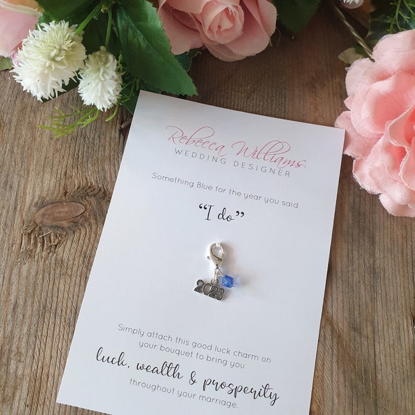 Something Blue, Wedding Good Luck Charm, Wedding Memento, Boeket Charme, Trouwdatum, Bruidsaccessoires, Something Blue Huwelijkscadeau