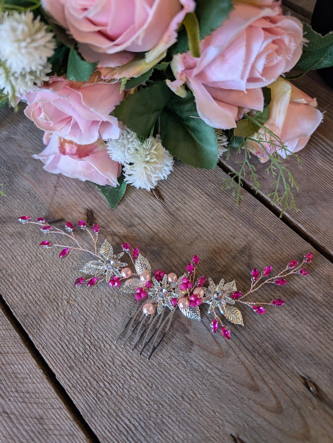 Pink Crystal Star Hair Comb, Rose Gold Hair Vine for Prom - Etsy