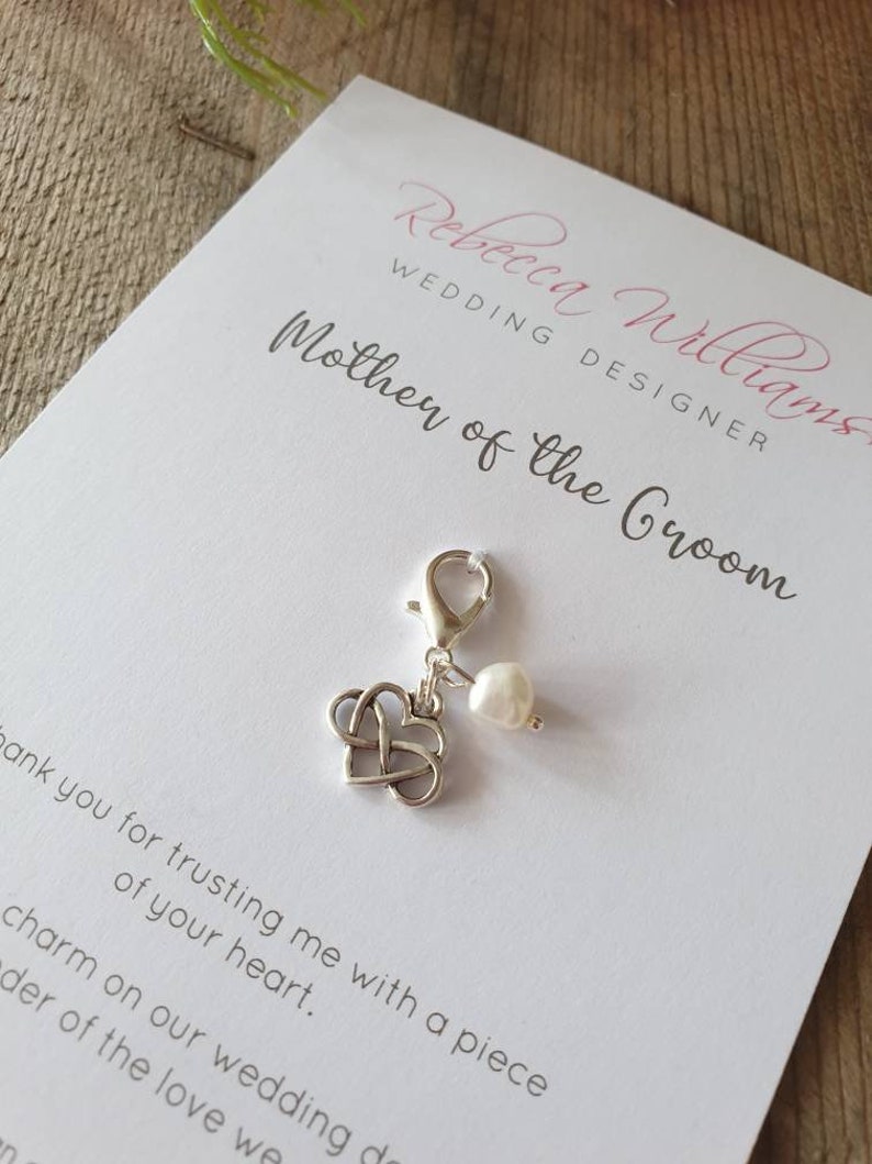 Mother of the Groom Gifts, Lucky Charm, Thank you Gifts, Bridal Party Gifts, Wedding Accessories, Bouquet Charm, Mother in Law, Zip Charm image 3