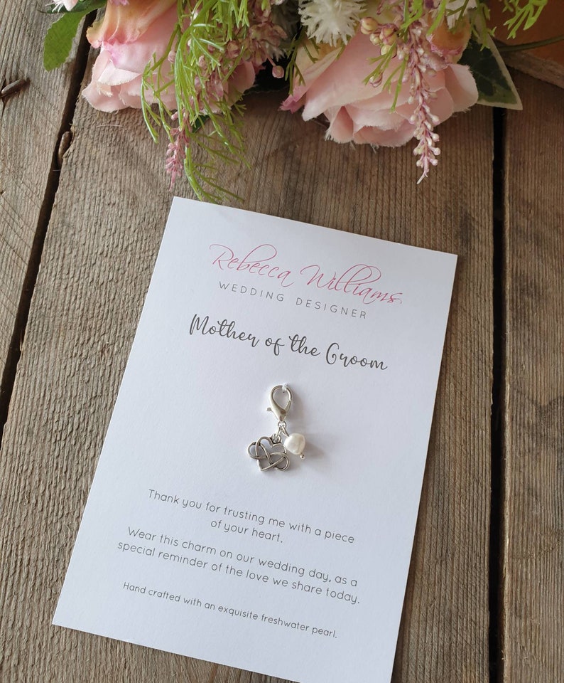Mother of the Groom Gifts, Lucky Charm, Thank you Gifts, Bridal Party Gifts, Wedding Accessories, Bouquet Charm, Mother in Law, Zip Charm image 5