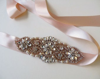 Bridal Belt Belt Wedding Bride Wedding Dress Dress Rose Gold Rose Gold  Rhinestone Pearls White Ivory - Etsy