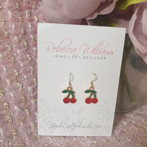 Kersenoorbellen: roségouden sterlingzilveren fruitige sieraden