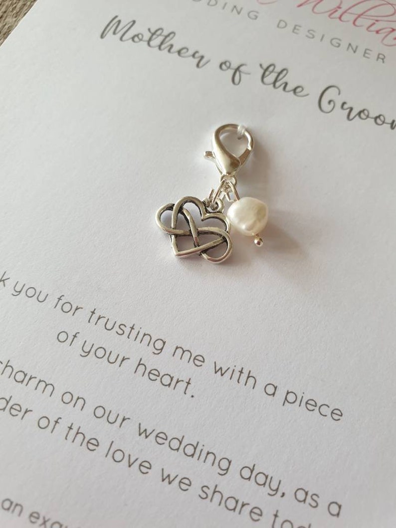 Mother of the Groom Gifts, Lucky Charm, Thank you Gifts, Bridal Party Gifts, Wedding Accessories, Bouquet Charm, Mother in Law, Zip Charm image 2