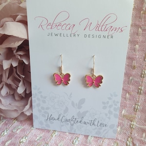 Felroze vlinderoorbellen: roségouden sterlingzilveren sieraden