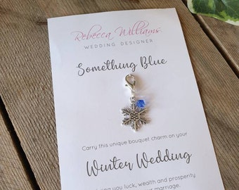 SPECIAL OFFER Something Blue Gift, Winter Wedding Gift, Snowflake Gifts, Lucky Charm, Wedding Tradition, Gifts for the Bride, Bouquet Charm