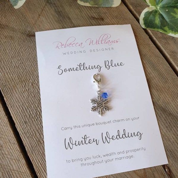 SPECIAL OFFER Something Blue Gift, Winter Wedding Gift, Snowflake Gifts, Lucky Charm, Wedding Tradition, Gifts for the Bride, Bouquet Charm