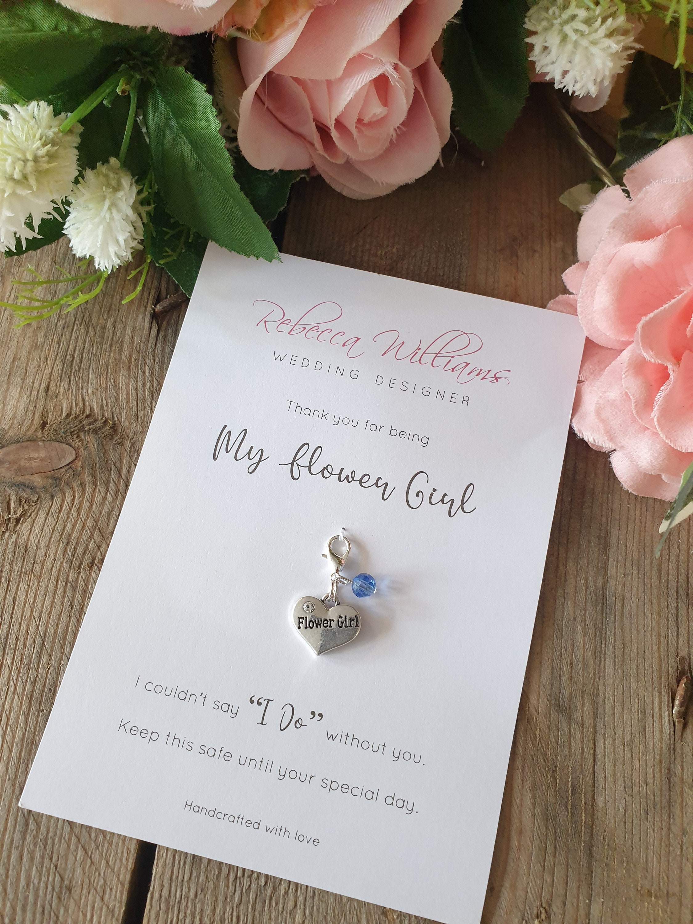 Flower Girl Gifts, Bridesmaid Thank You Gift, Something Blue, Bouquet Charm, Something Old, Wedding Heirloom, Charm, Wedding Charm, Gifts