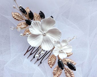 Elegantly White Floral Headpiece with Crystal Detailing