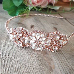 Rose Gold and Diamante Side Tiara, Wedding Hair Accessories, Rustic Wedding, Vintage Inspired, Adornment, Handmade Headpiece for the Bride