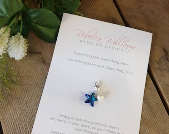 Starfish Something Blue Wedding Gift, Bouquet Charm, Bridal Garter, Crystal Pin, Gift for the Bride, Beach Wedding