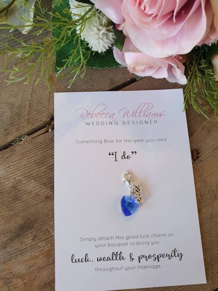 Something Blue Lucky Traditional Bridal Charm for Garter or Bouquet Gift Card 