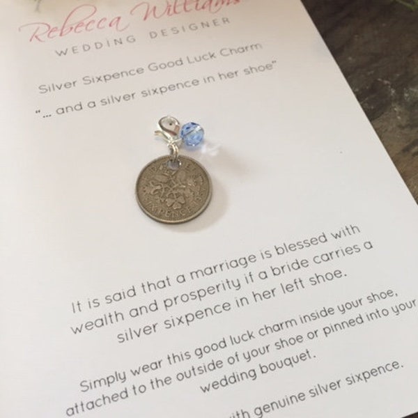 Silver Sixpence Gift, Wedding Gift, Good Luck Charm, Something Blue, Lucky Sixpence