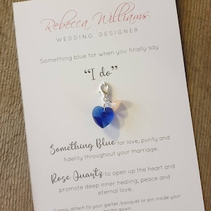 Something Blue Good Luck Charm, Bouquet Charm, Postponded Wedding Gift, Rose Quartz Gift, Healing Crystal, Wellbeing, Wedding Gift, Bridal image 4