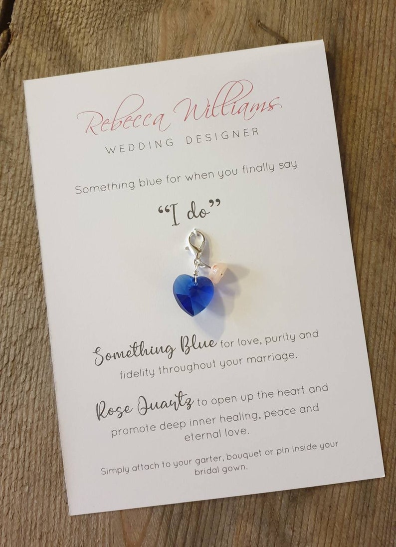 Something Blue Good Luck Charm, Bouquet Charm, Postponded Wedding Gift, Rose Quartz Gift, Healing Crystal, Wellbeing, Wedding Gift, Bridal image 4