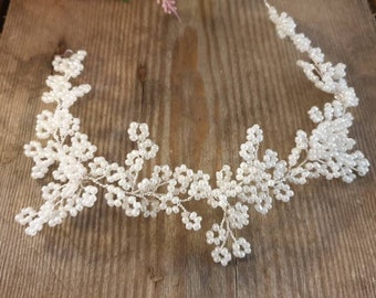 Gyposophila Hair Vine, Wedding Hair Accessories, Bridal Hair Flowers, Beaded Headpiece for the Bride, Bridal Hair Vine, Vintage Wedding