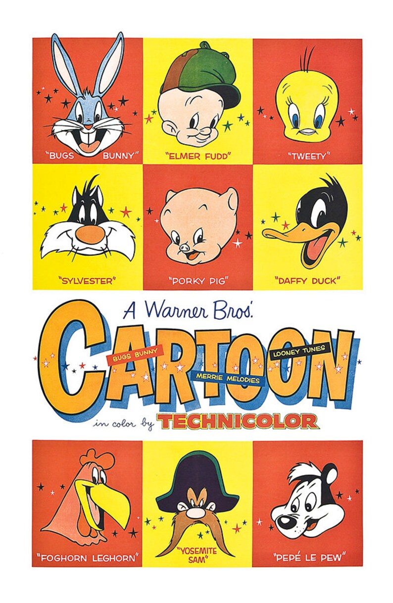 CLASSIC MOVIE POSTER Warner Bros Cartoons Vintage | Etsy
