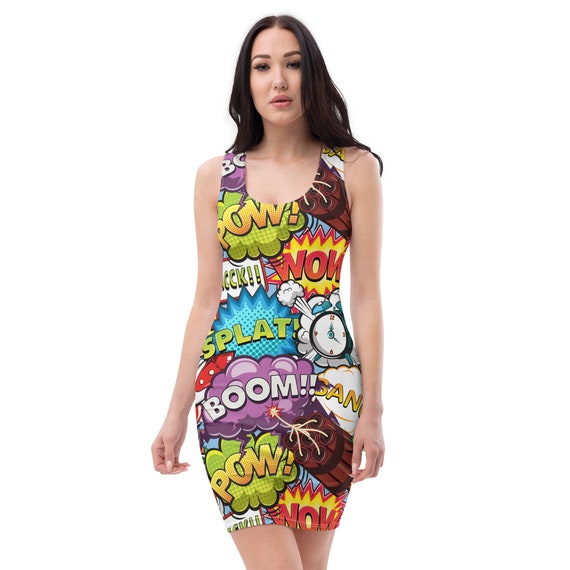 Vestido pop art para mujeres Comic Book Explosion Design Style - Etsy México Vestido pop art para mujeres Comic Book Explosion Design Style - Etsy México
