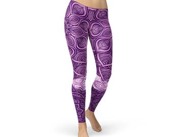 Purple Mandala Yoga Tights - Mandala Print Tights, Mandala Tattoo, Lotus Tights, Mandala Tights, Lotus Mandala Tights, Mandala Pants