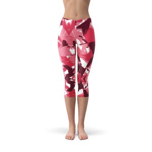 Pink Camo Capri Women Leggings Stretchable Yoga Leggings, Exercise ...