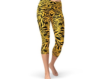 Tiger Stripes Yoga Capri Leggings – Animal Print Tights