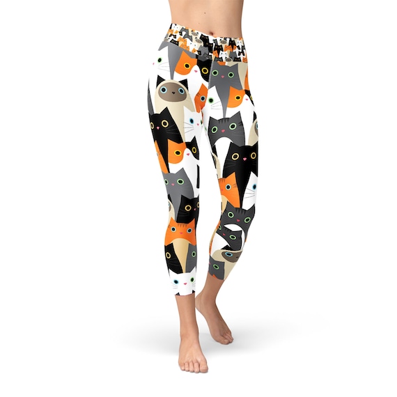 Cat Yoga Capri Leggings for Women High Waisted Mid Calf Length All Over  Print Cats Workout Pants Non See Through Perfect for Gym or Running 