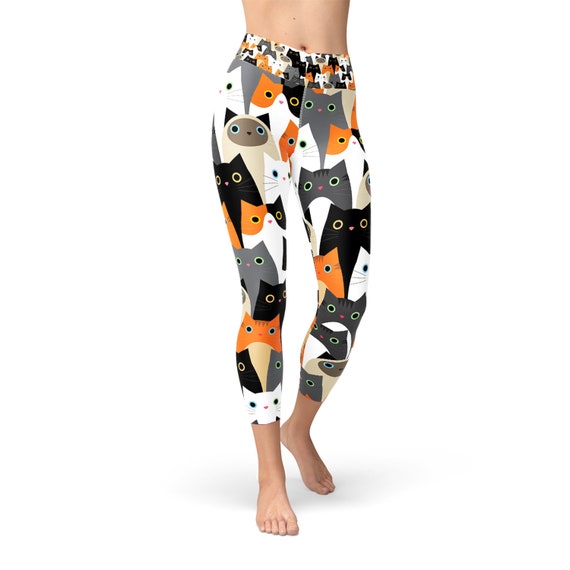 Cat Yoga Capri Leggings for Women High Waisted Mid Calf Length All Over  Print Cats Workout Pants Non See Through Perfect for Gym or Running 