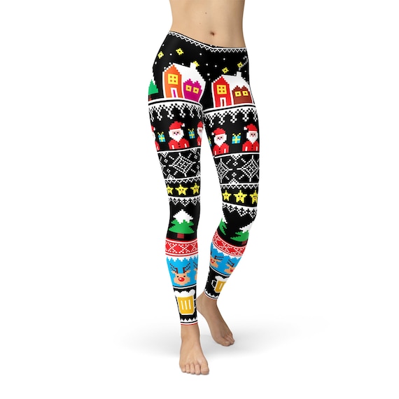 Christmas Leggings, Christmas Print Leggings, Hideous Leggings, Santa  Leggings, Christmas Lights Leggings, Ugly Christmas Leggings, 