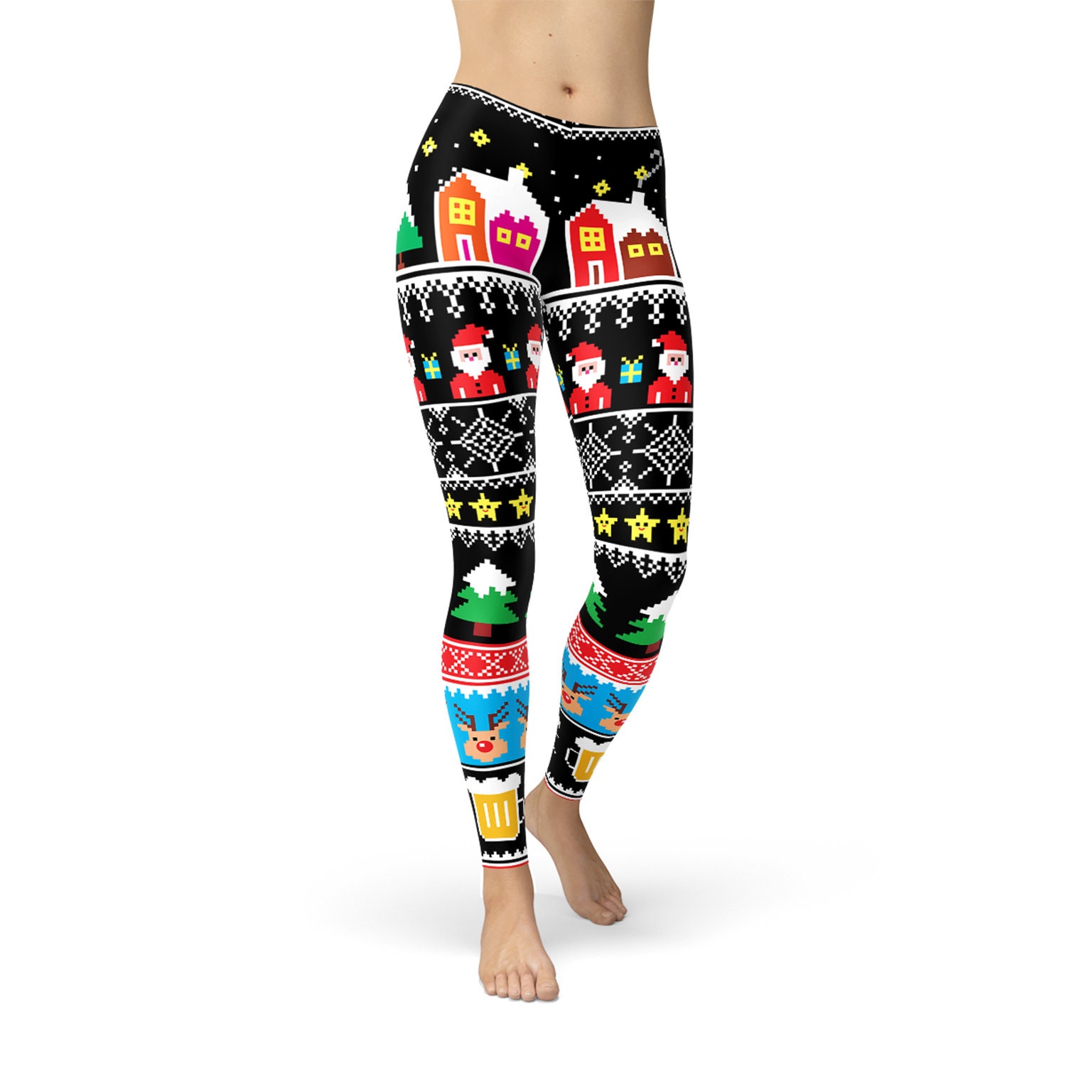 Christmas Leggings, Christmas Print Leggings, Hideous Leggings, Santa  Leggings, Christmas Lights Leggings, Ugly Christmas Leggings, 