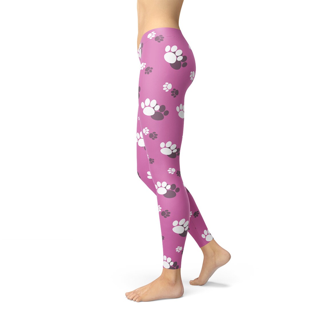 Pink Dog Paw Leggings Paw Print Leggings Dog Print Etsy