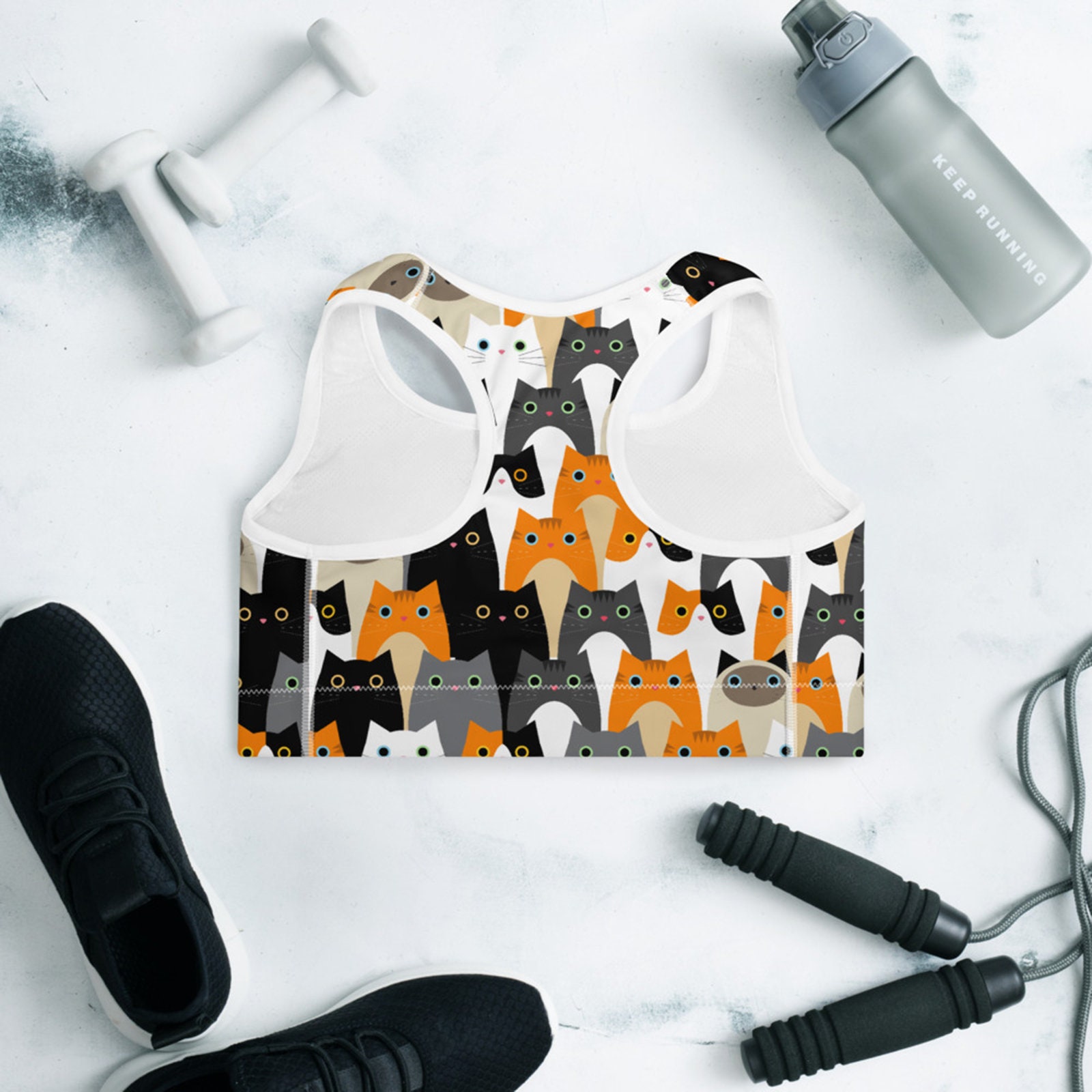 Cat Hippie Psychedelic Sports Bra