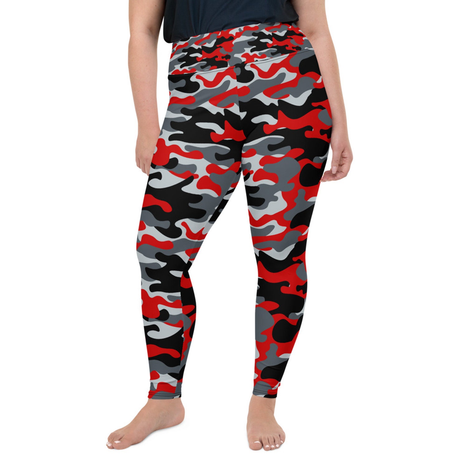 Women's Plus Size Black Camo Print Leggings 