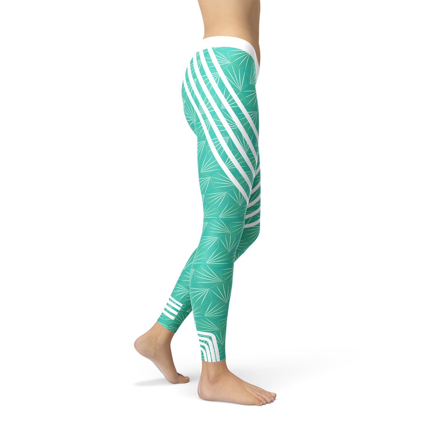 Turquoise Leggings Womens Running Leggings Non See Through Workout