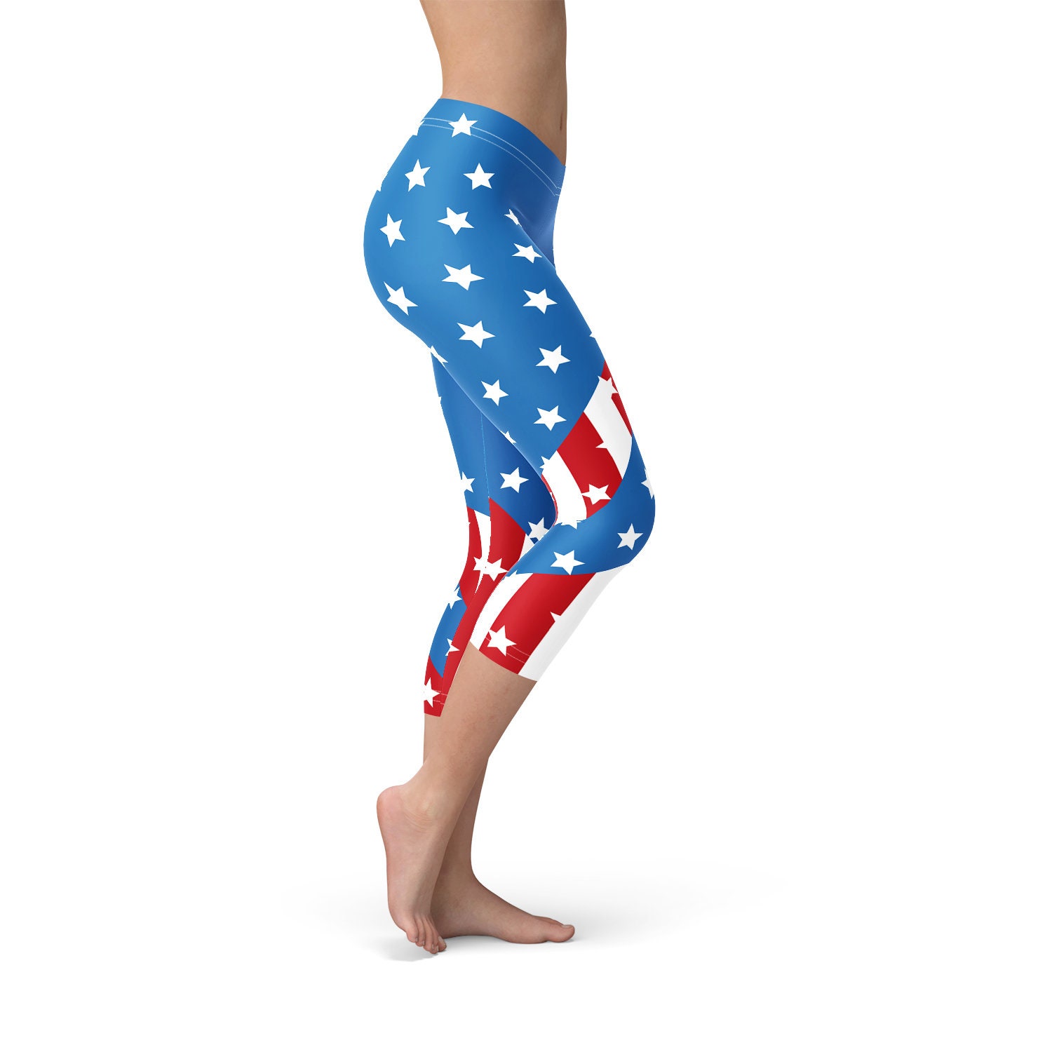 American Flag Capri Leggings for Women Patriotic Stars and - Etsy