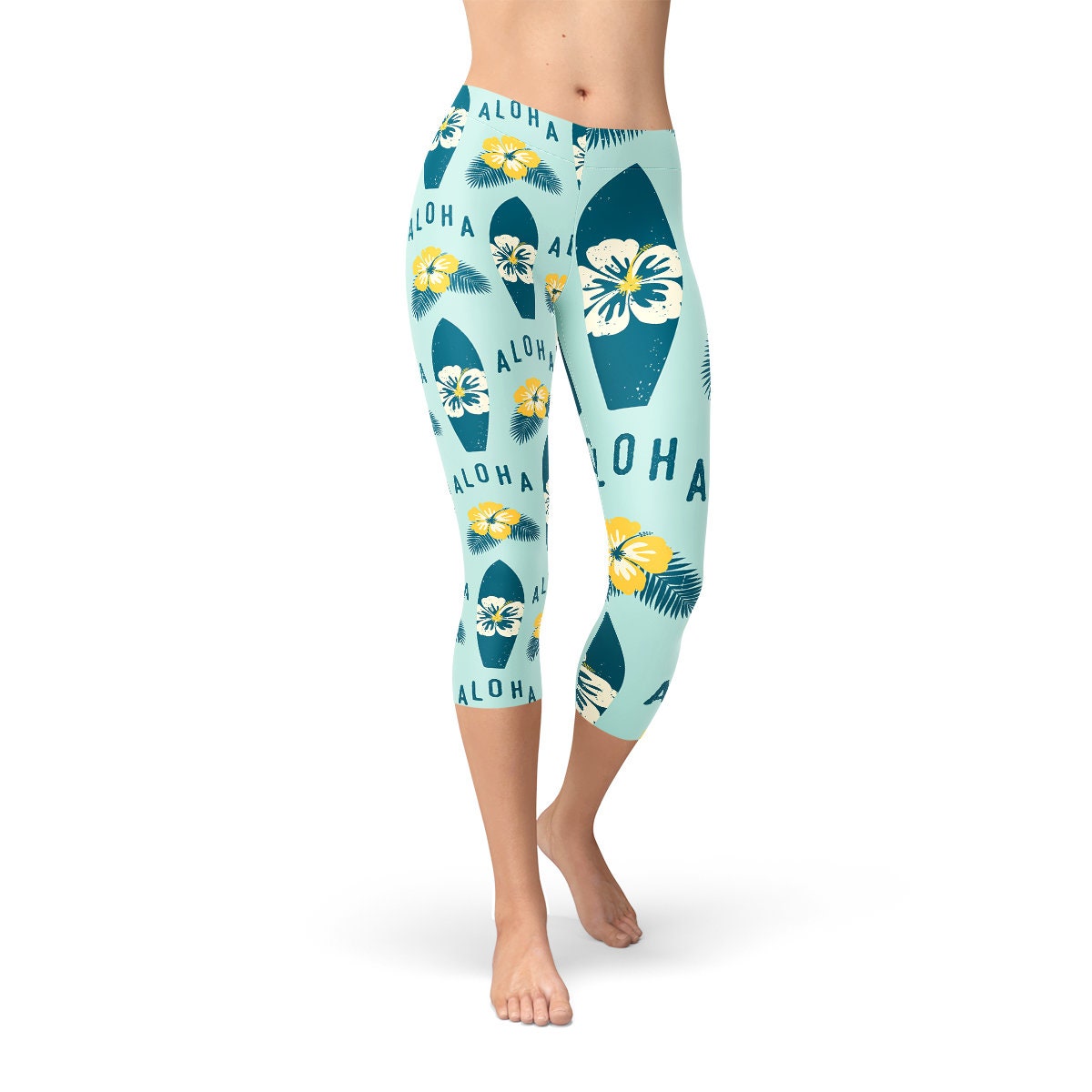 Aloha Capri Leggings Hawaiian Print 