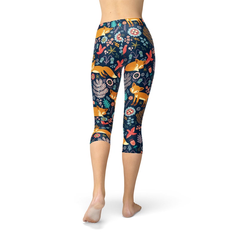 Fox Capri Leggings for Women Womens Navy Blue Capri Leggings Etsy