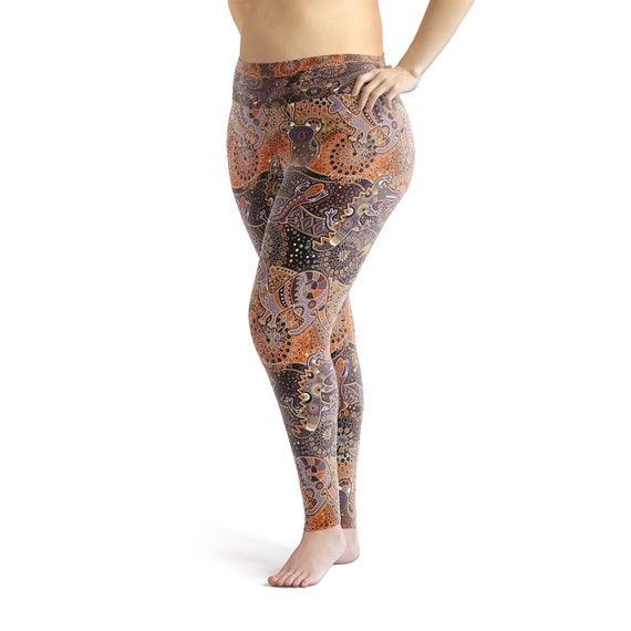 Aboriginal Plus Size Leggings for Women Australian Indigenous Art