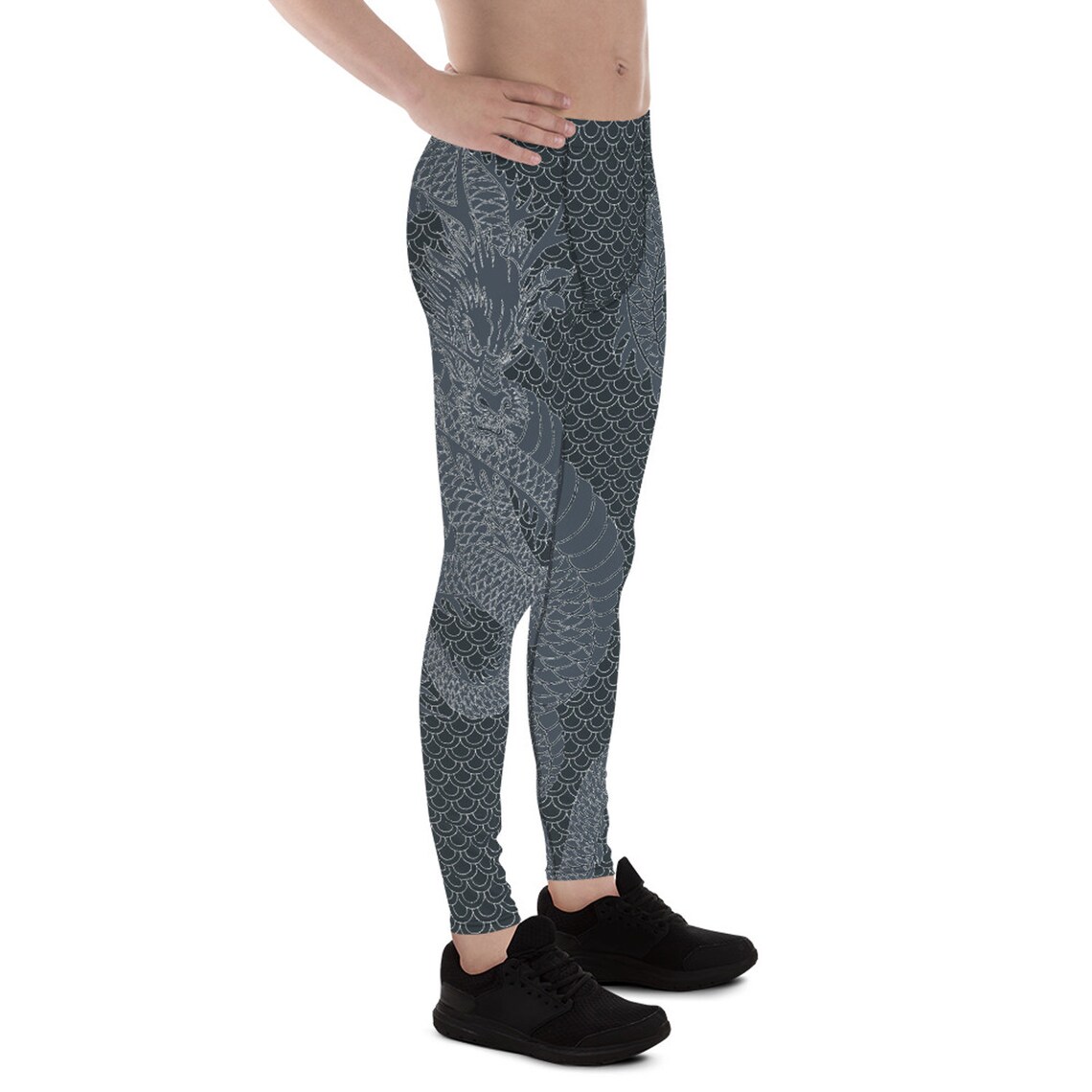Dragon Leggings for Men Gunmetal Gray Dragon Scales Mid Waist Etsy