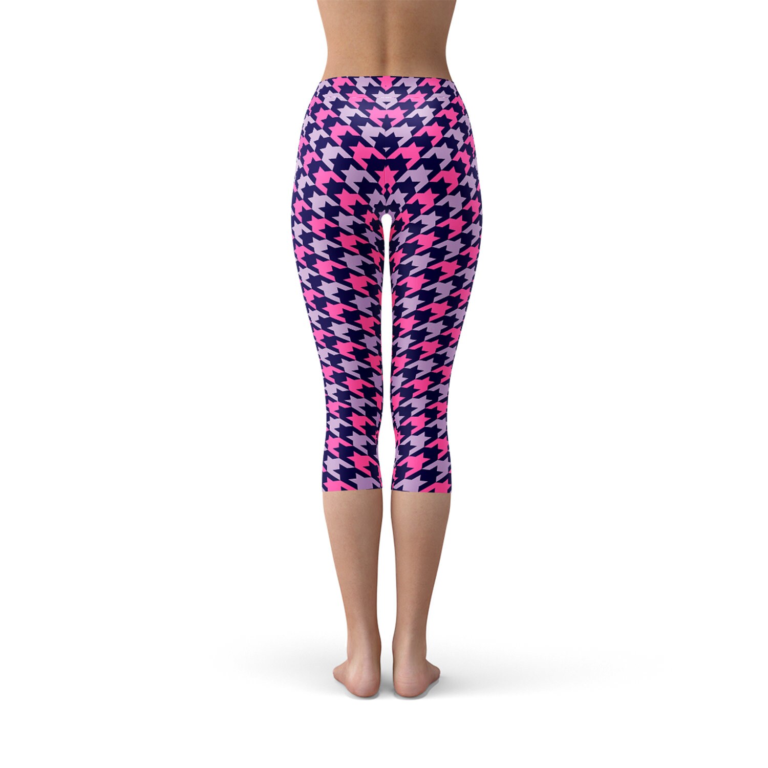 Houndstooth Womens Capri Leggings All Over Print Purple Pink - Etsy