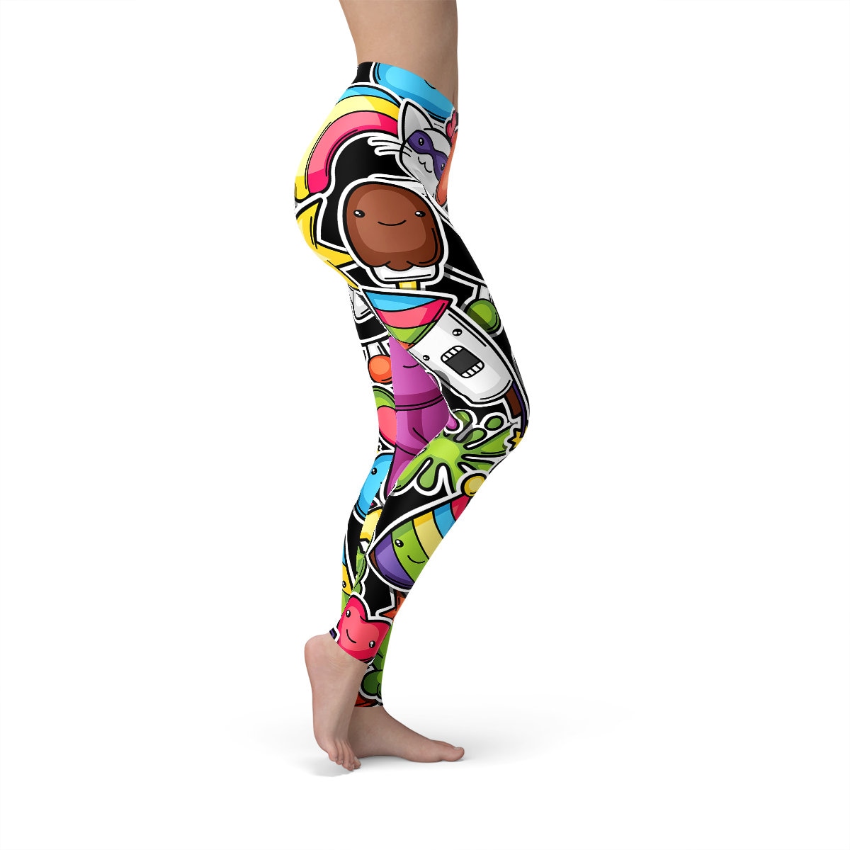 Kawaii Leggings for Women Black Leggings W/ All Over Print Etsy UK