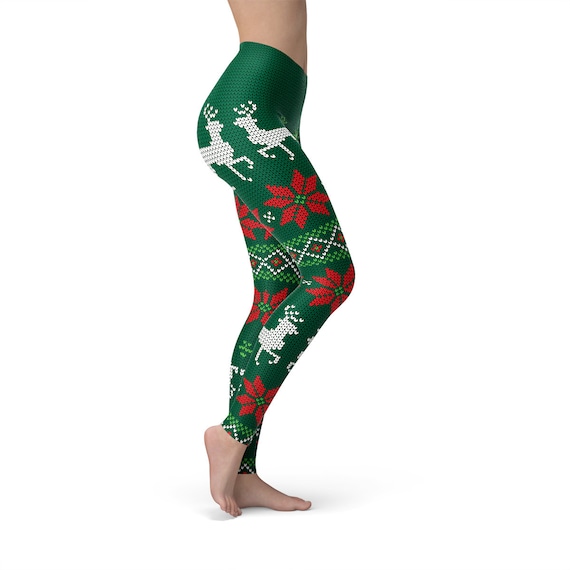 Knitted christmas leggings sales