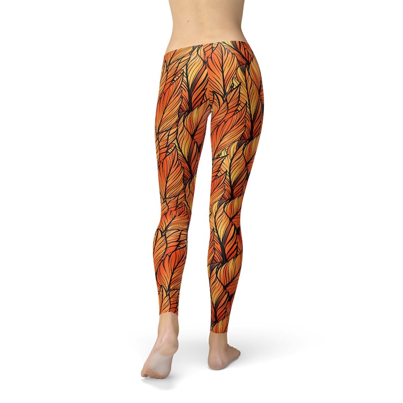 Fall Leaves Leggings Fall Colored Leggings Fall Themed Etsy
