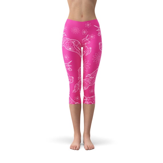 Buy Pink Unicorn Womens Capri Leggings Unicorn Adult Capris