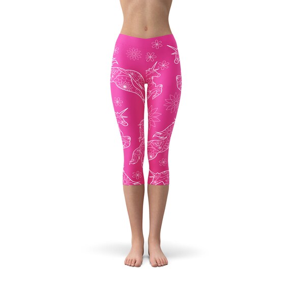 Buy Pink Unicorn Womens Capri Leggings Unicorn Adult Capris