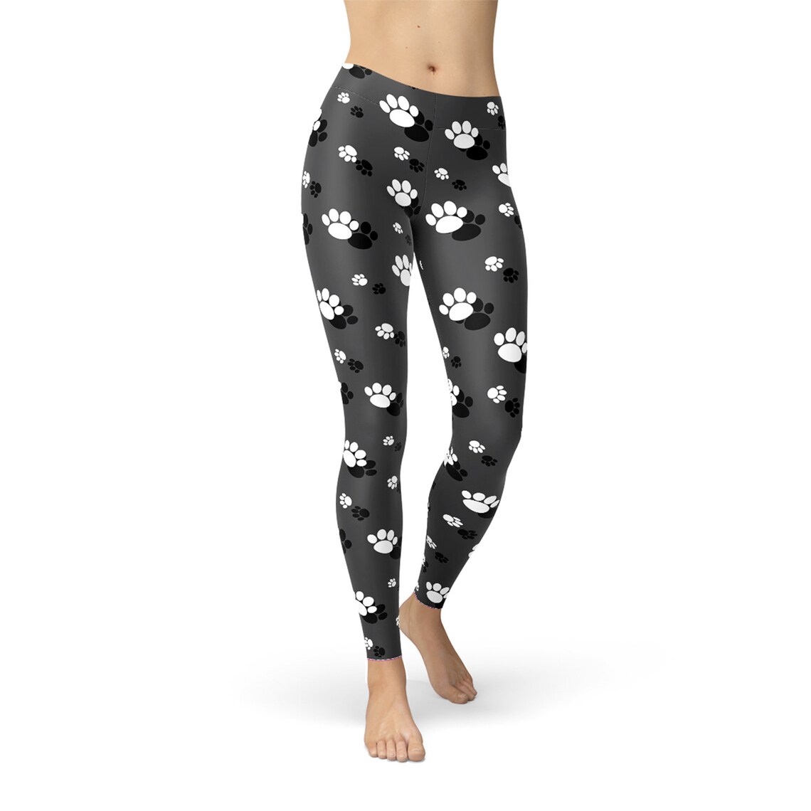 Black Dog Paw Leggings Paw Print Leggings Dog Print Etsy