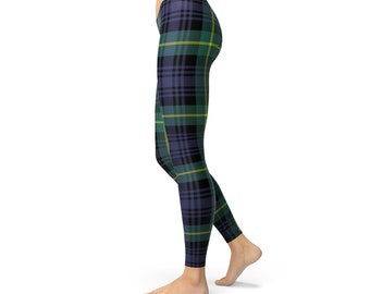 Green and Blue Tartan Leggings Scottish 