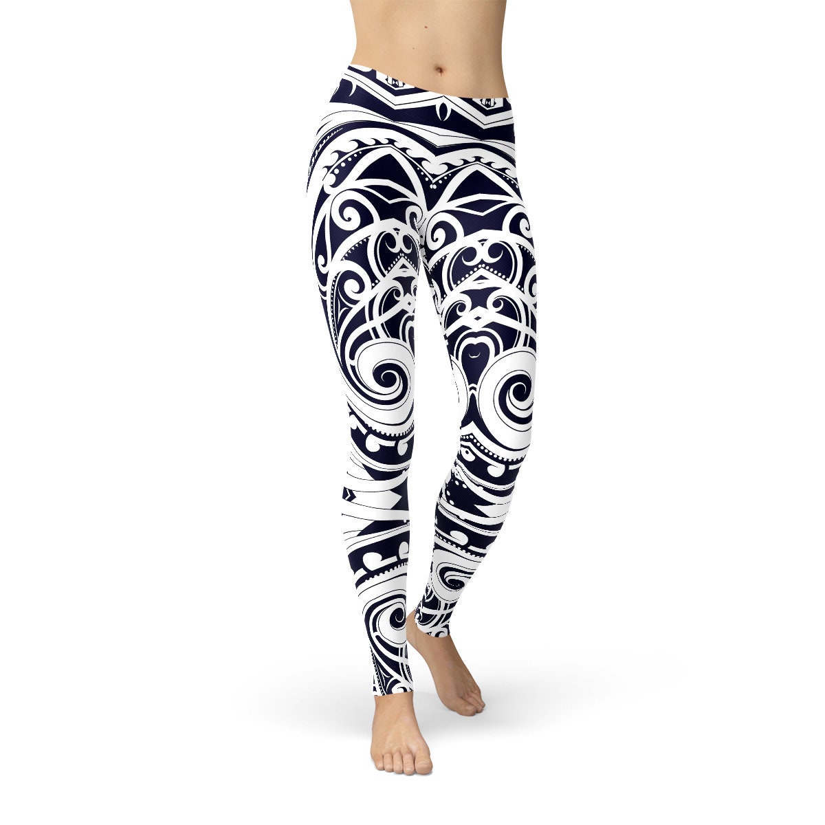 Maori Tattoo Capri Leggings White Capris With Tribal Polynesian Tattoo  Print Perfect for Running Tights, Capri Yoga Pants or Gym Leggings -   Canada