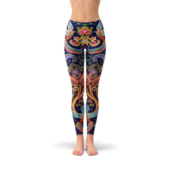 Ornamental Paisley Leggings Ornate Floral Motif Leggings, Indian Floral  Leggings, Paisley Leggings, Paisley Pattern, Motif Print Leggings 