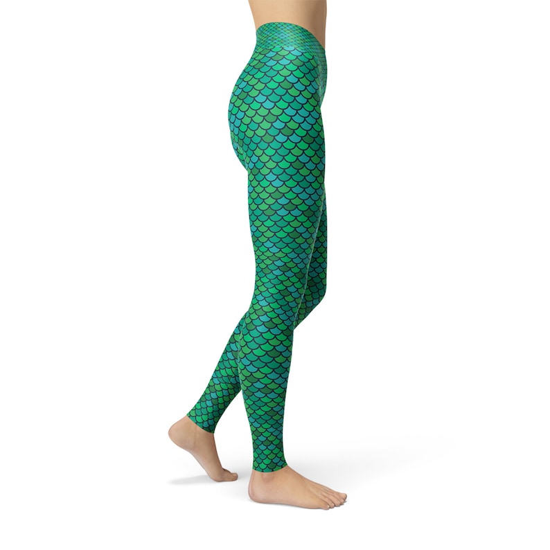 Green Mermaid Yoga Leggings for Women High Waisted Workout Etsy