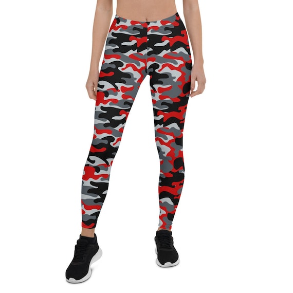 Leggings de camuflaje rojo y gris para mujeres ejército / militar camuflaje  media cintura de longitud completa pantalones de entrenamiento perfectos  para correr y yoga -  España