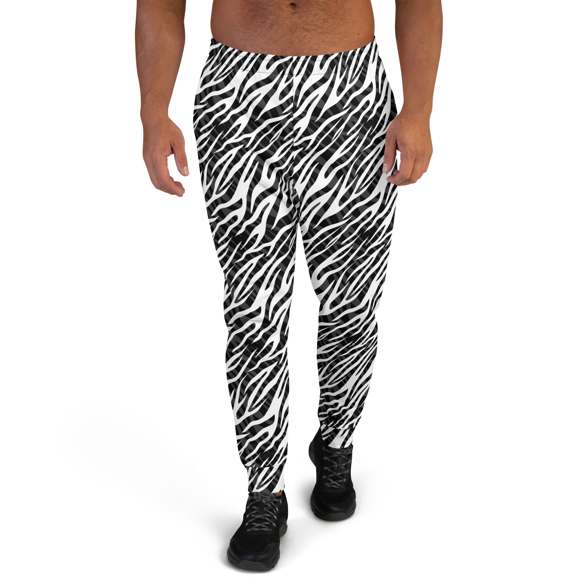 Zebra Stripes Joggers for Men Animal Black White Stripe Pattern